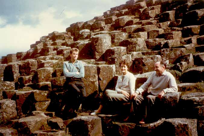 1962. Giants' Causeway, co. Antrim. Nigel, Mum and Dad