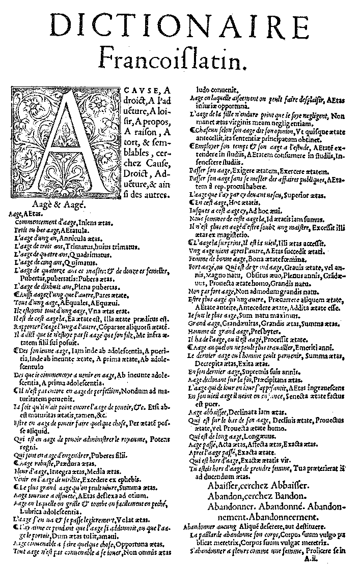 voir Wooldridge, <i>Les Débuts de la lexicographie française</i>, 1977: 64