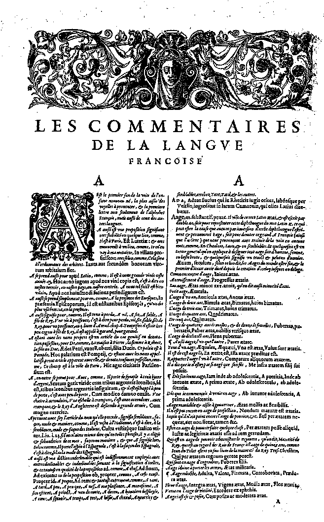 voir Wooldridge, <i>Les Débuts de la lexicographie française</i>, 1977: 68